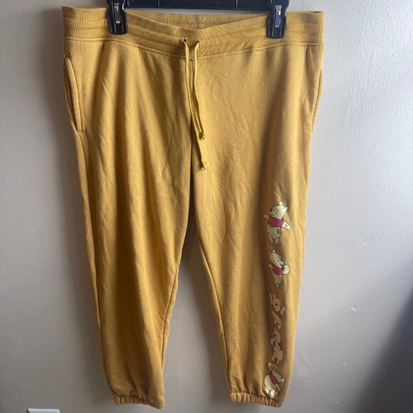 Disney Women's Medium Winnie The Pooh Mustard Yellow Jogger Sweatpants Z - Picture 7 of 9